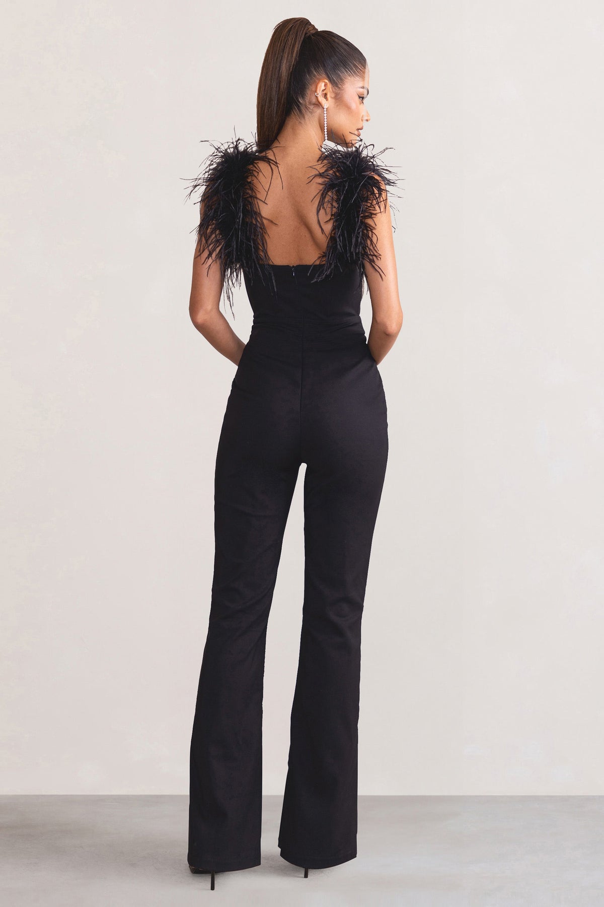 Heartbreak structured corset jumpsuit with cut out waist in black