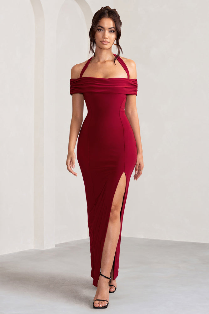 Retailer Sita Murt / maroon ruched tiered maxi dress M