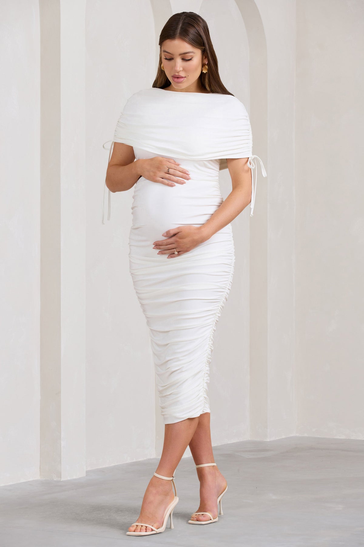 Oh Baby White Maternity One Shoulder Bodycon Maxi Dress – Club L London -  USA