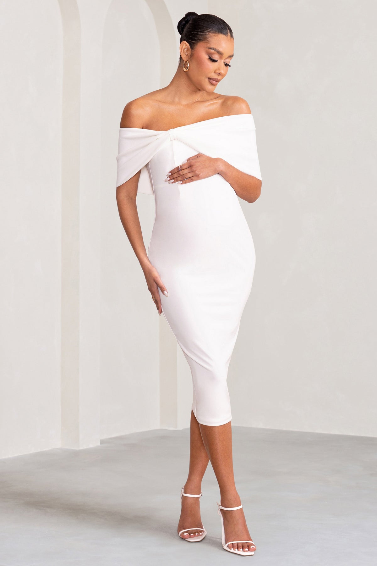 White Bardot Bodysuit for Pregnancy Photos – Chic Bump Club