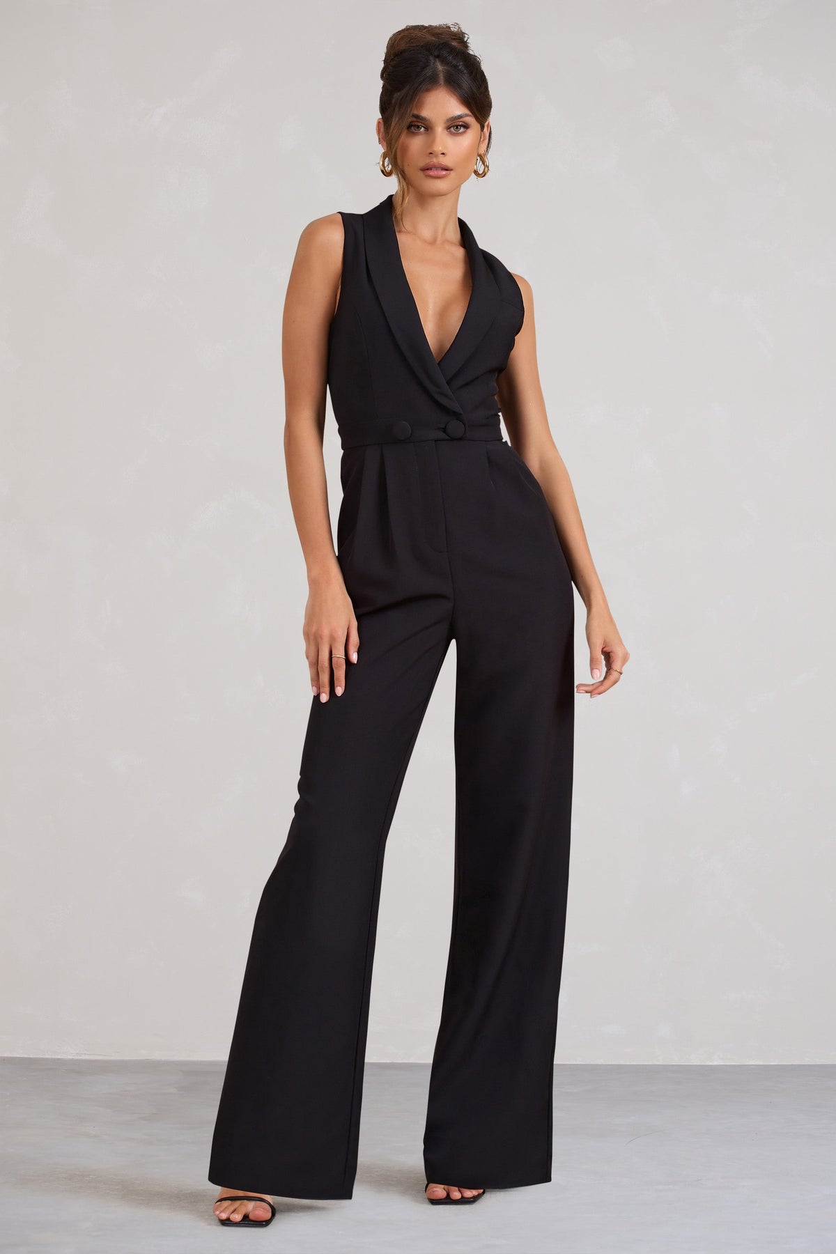The Holly Belted V-Neck Jumpsuit Black | Dolly Daydream
