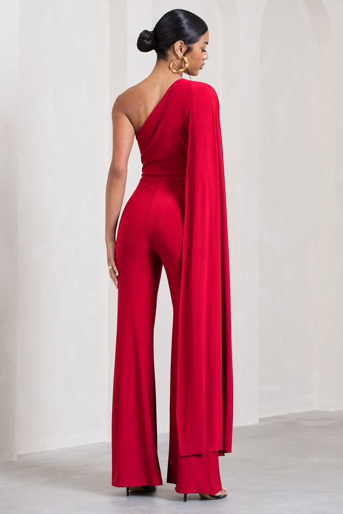 One sleeve cheap red jumpsuit