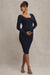 New Life | Navy Maternity Square Neck Ruched Midi Dress