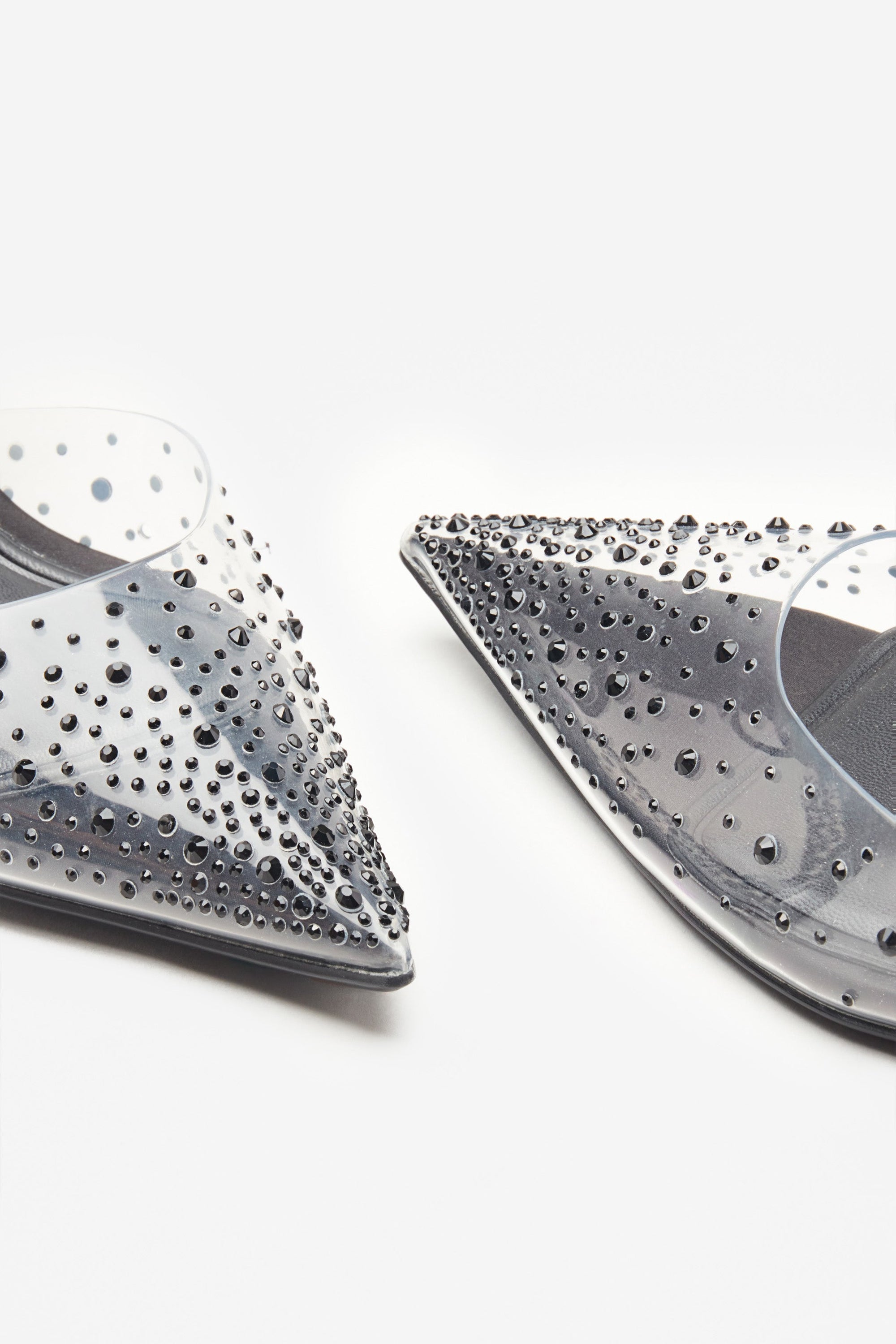Covergirl | Black Diamante Sling Back Pointed Heels - Club L London - USA