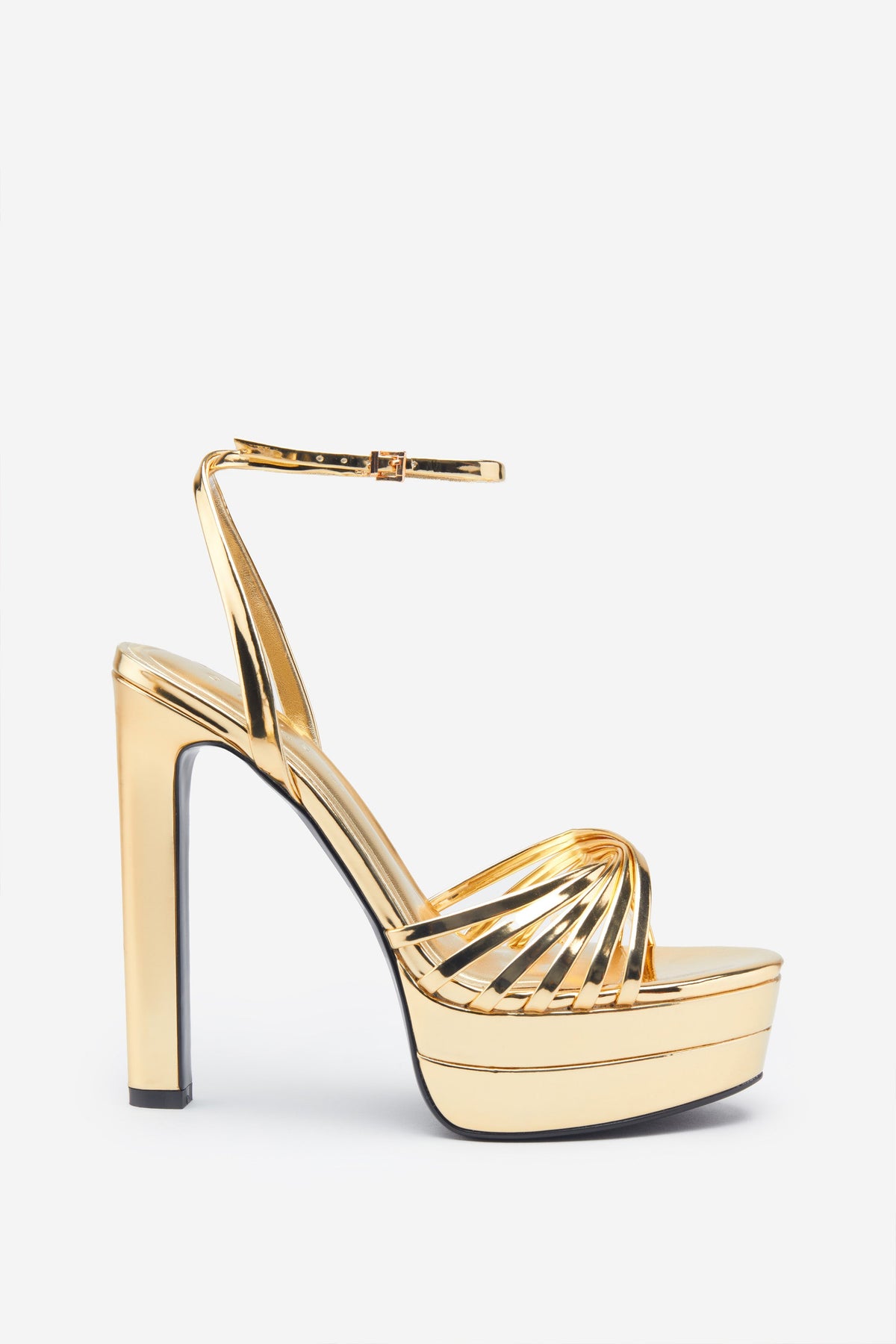 Gold Metallic Wide Fit High Heeled Sandals | PrettyLittleThing KSA