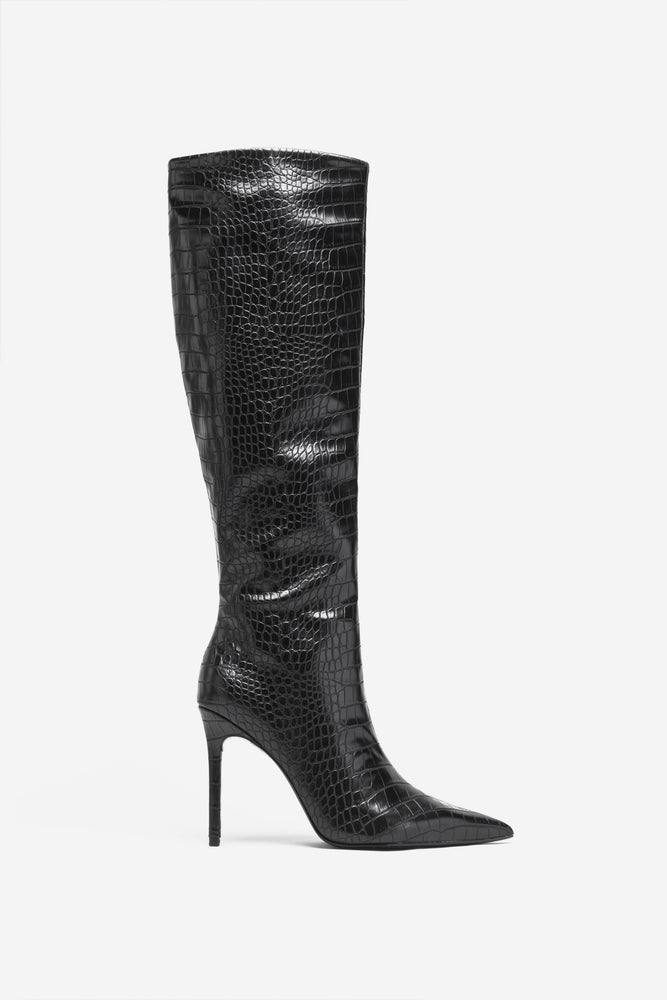 Peter Kaiser Leather Crocodile Style Mid Length Pointed Toe