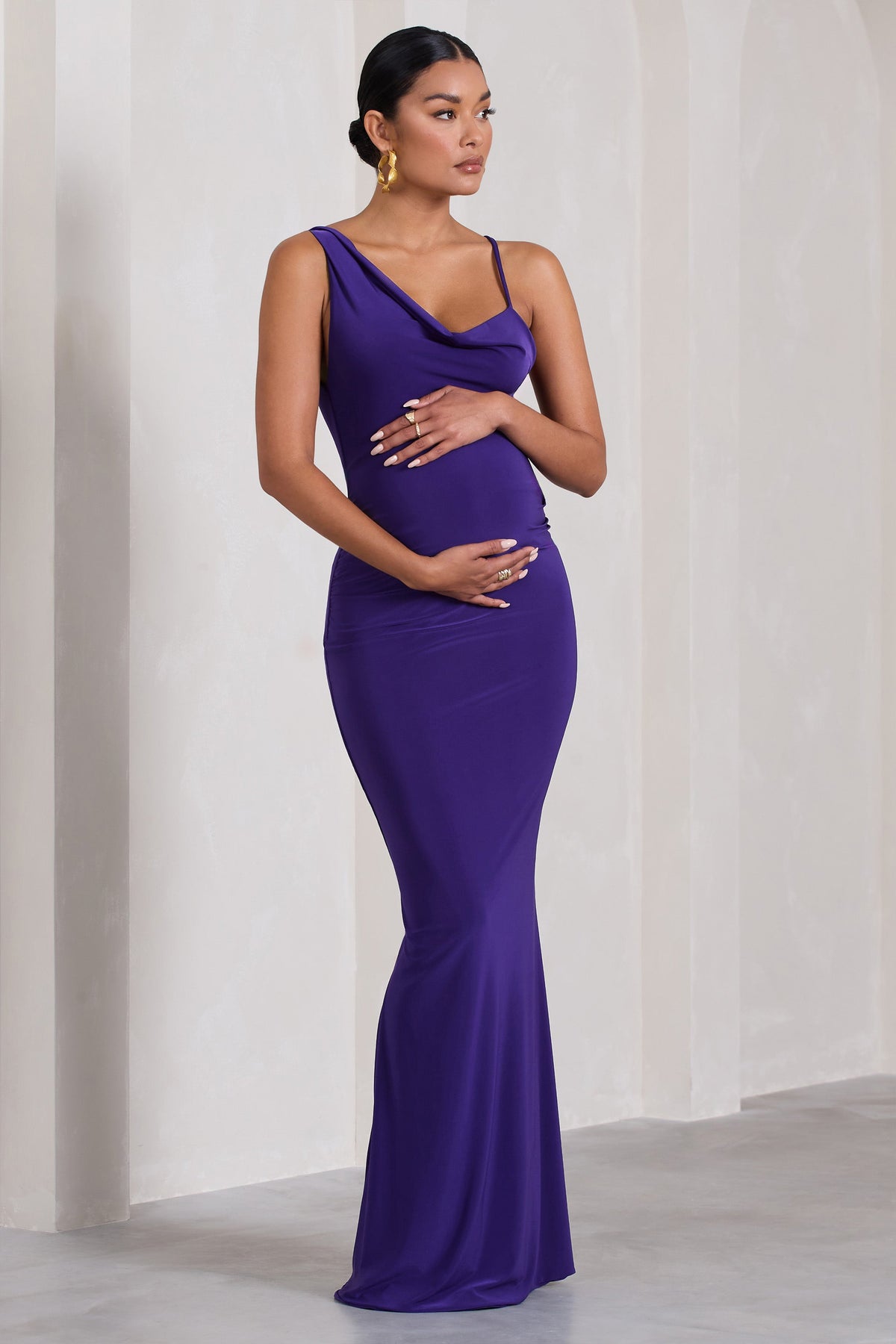 Maternity Short Dress- Lines (Light Purple)