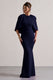 Kianne | Navy Draped Short-Sleeve Maxi Dress - Club L London - USA