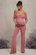 Count Down | Blush Pink Maternity Ruched Mesh Bardot Jumpsuit - Club L London - USA