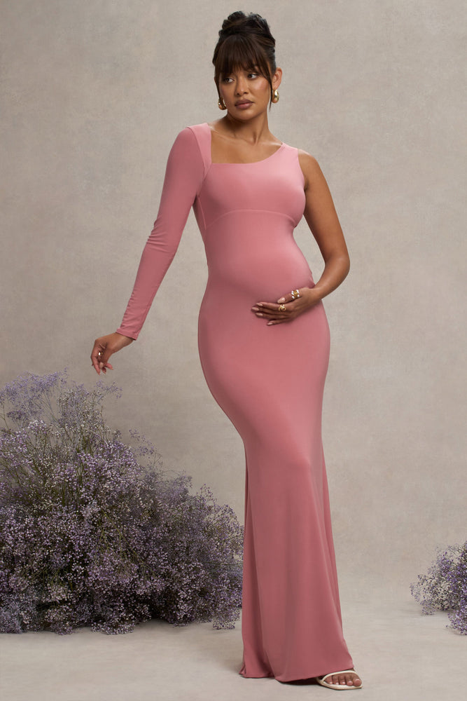 Oh Baby | Blush Maternity One Shoulder Bodycon Maxi Dress, US 12 / Blush Oh Baby | Blush Maternity One Shoulder Bodycon Maxi Dress, US 12 / Blush