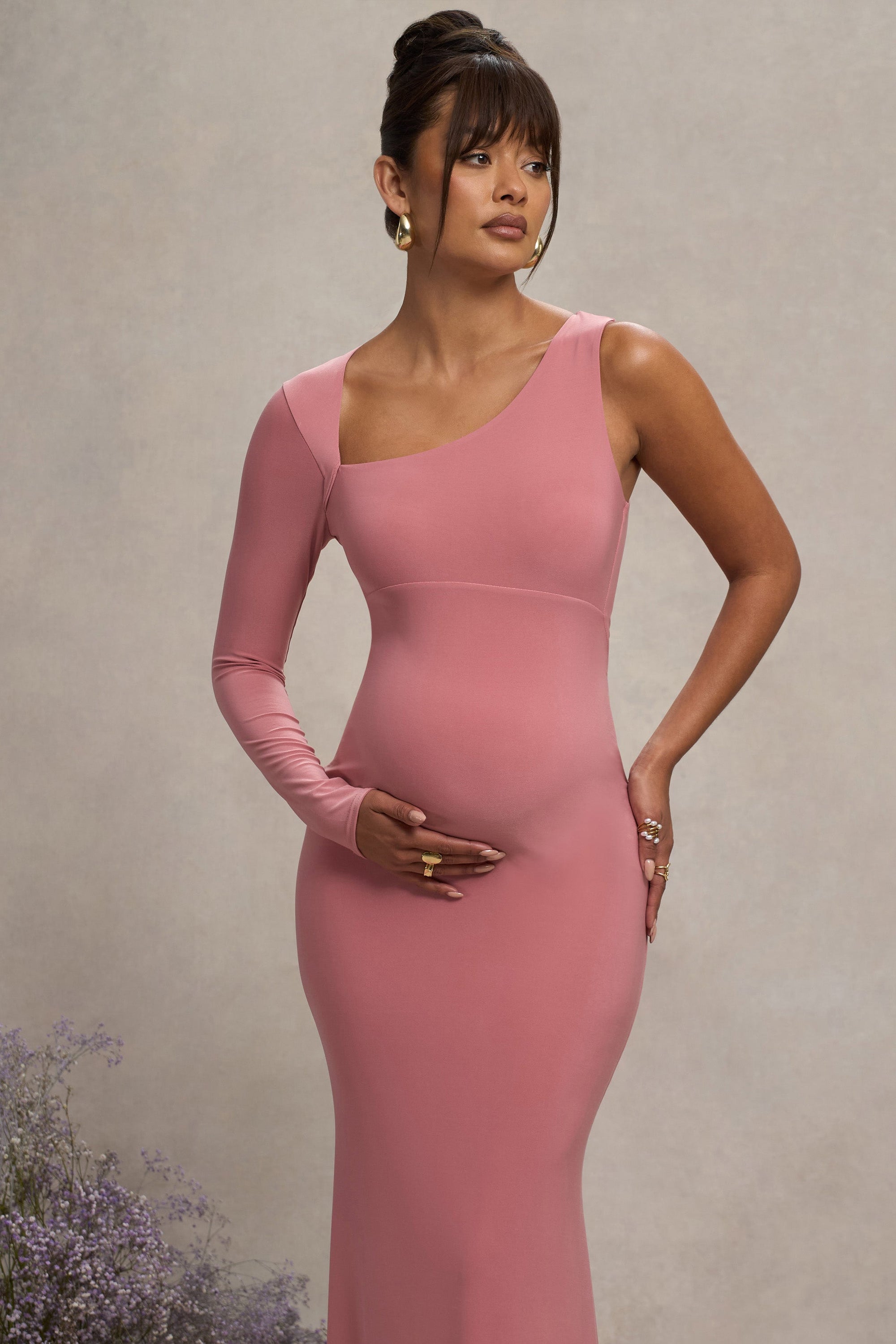 bodycon maternity dress formal Daring Diva Women's Bodycon Fitted Stretchy Ribbed Midi Maternity Dress L Green, Size: Large