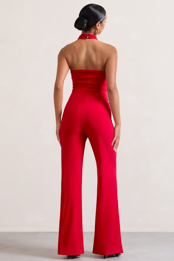 Halter Neck Flare Sport Jumpsuit – Lydia Endora