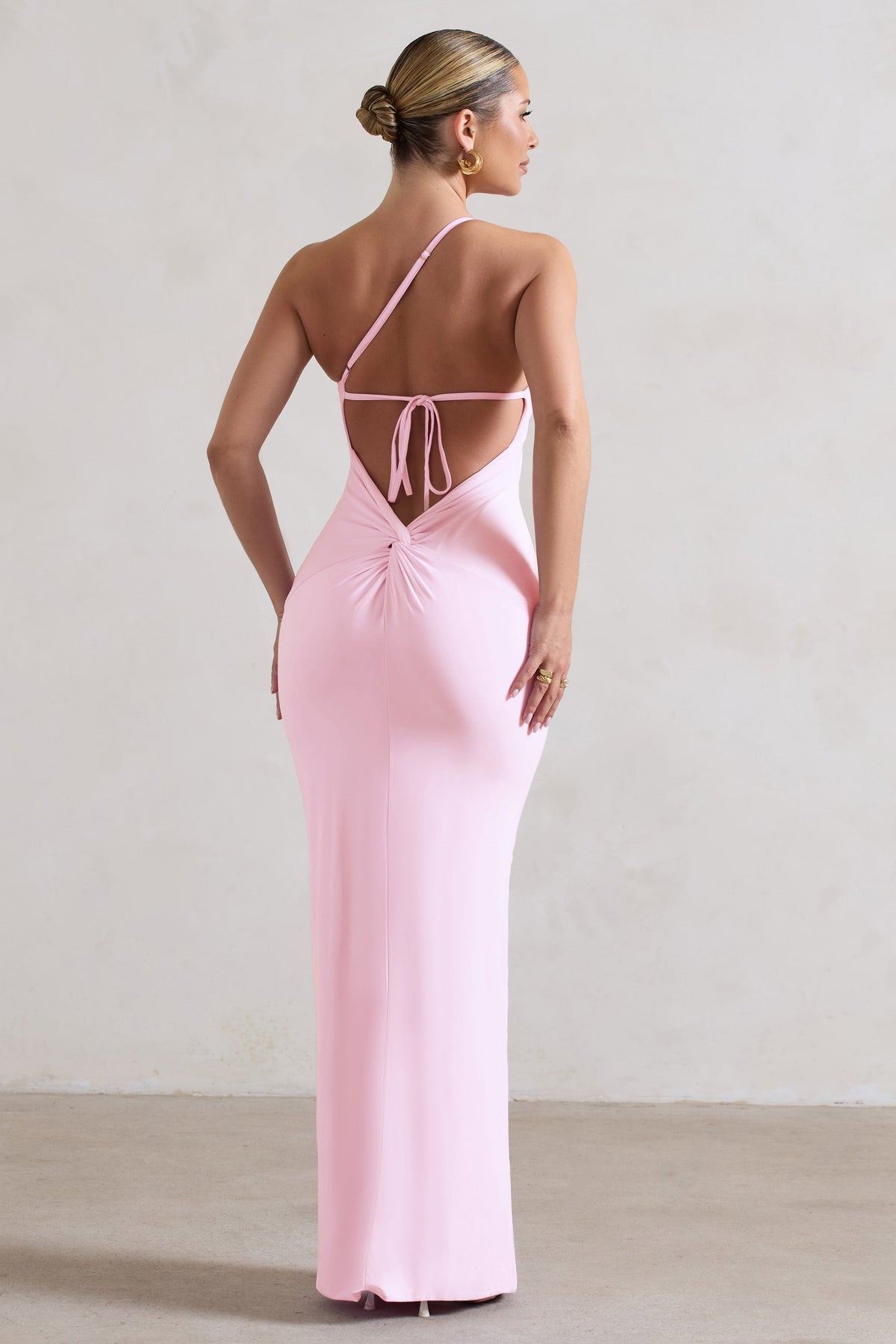 Dressing Up Pink One Shoulder Maxi Dress With Open Back Detail – Club L  London - USA