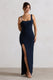 Kate | Navy Square Neck Maxi Dress with Plunge Back and Side Thigh Split - Club L London - USA