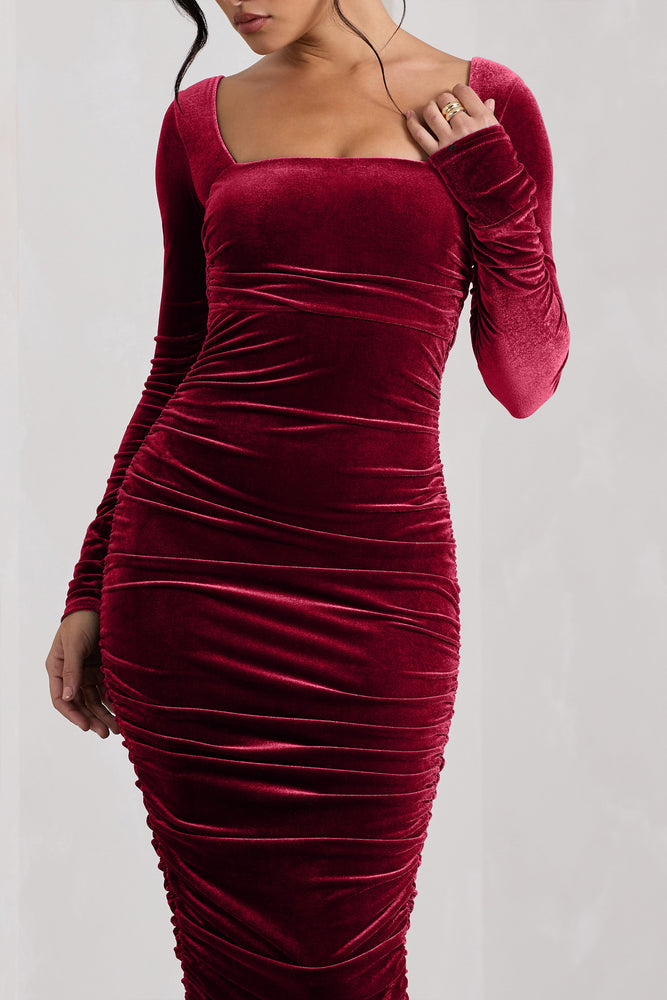 Buy online Solid Maroon Velvet Bodycon Dress from western wear for Women by  Infitrob for ₹559 at 77% off | 2024 Limeroad.com
