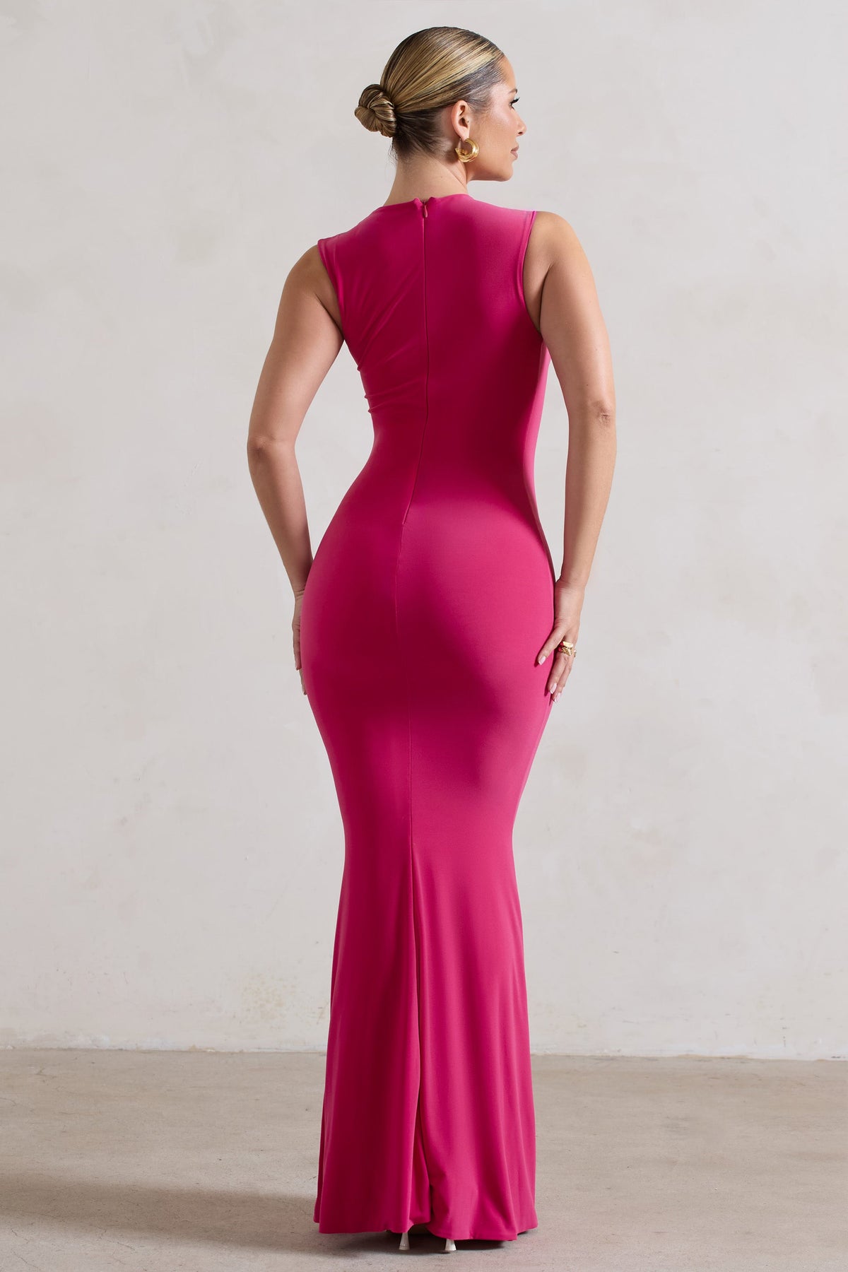 Dark pink Georgette Gown Dress - GWU0050