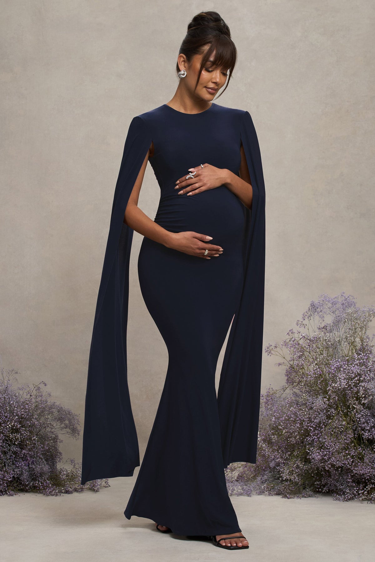 Navy maternity maxi dress sale