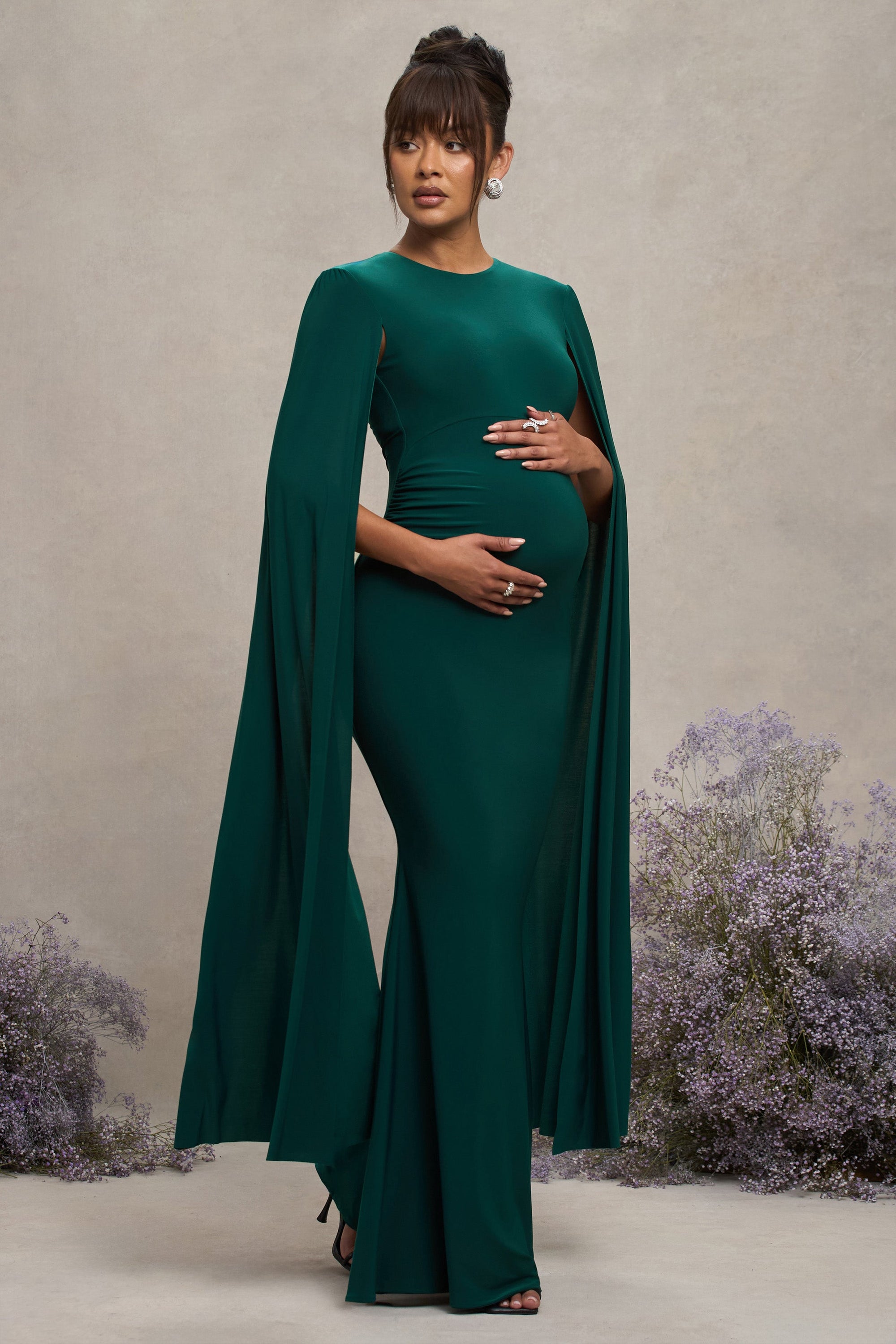 green fall maternity dress Green Bardot Maternity Dress, Off the Shoulder, Baby Shower, Pregnant Guest Chic Bump Club