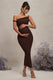 Salome | Chocolate Brown Twisted Asymmetric Maternity Midi Dress - Club L London - USA