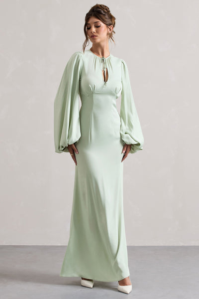ワンピース Herlipto Puff Sleeve Jersey Dress Wild Rose Light Green Puff-Sleeve Cut-Out Maxi Dress – Club L