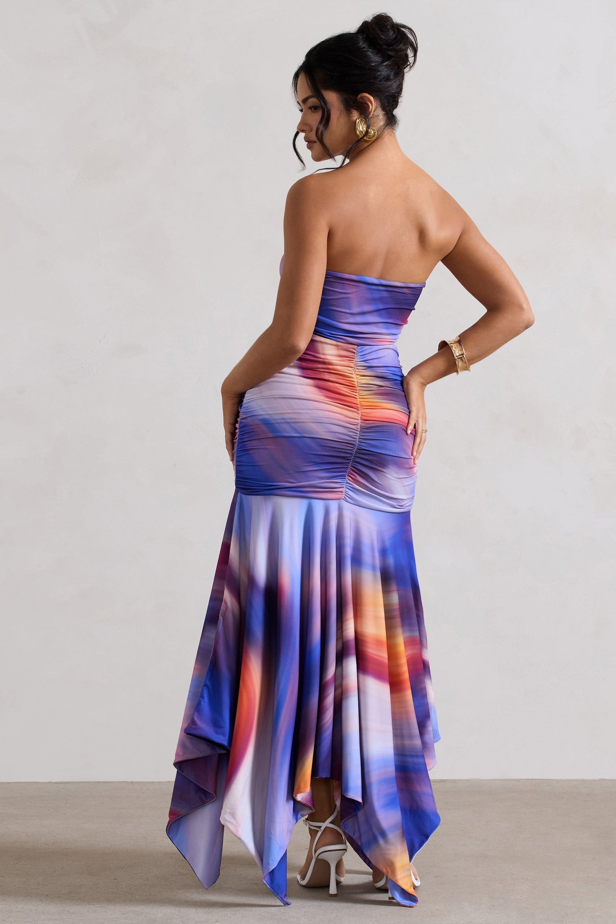 Florianne | Ombre Print Ruched Bandeau Midi Dress - Club L London - USA