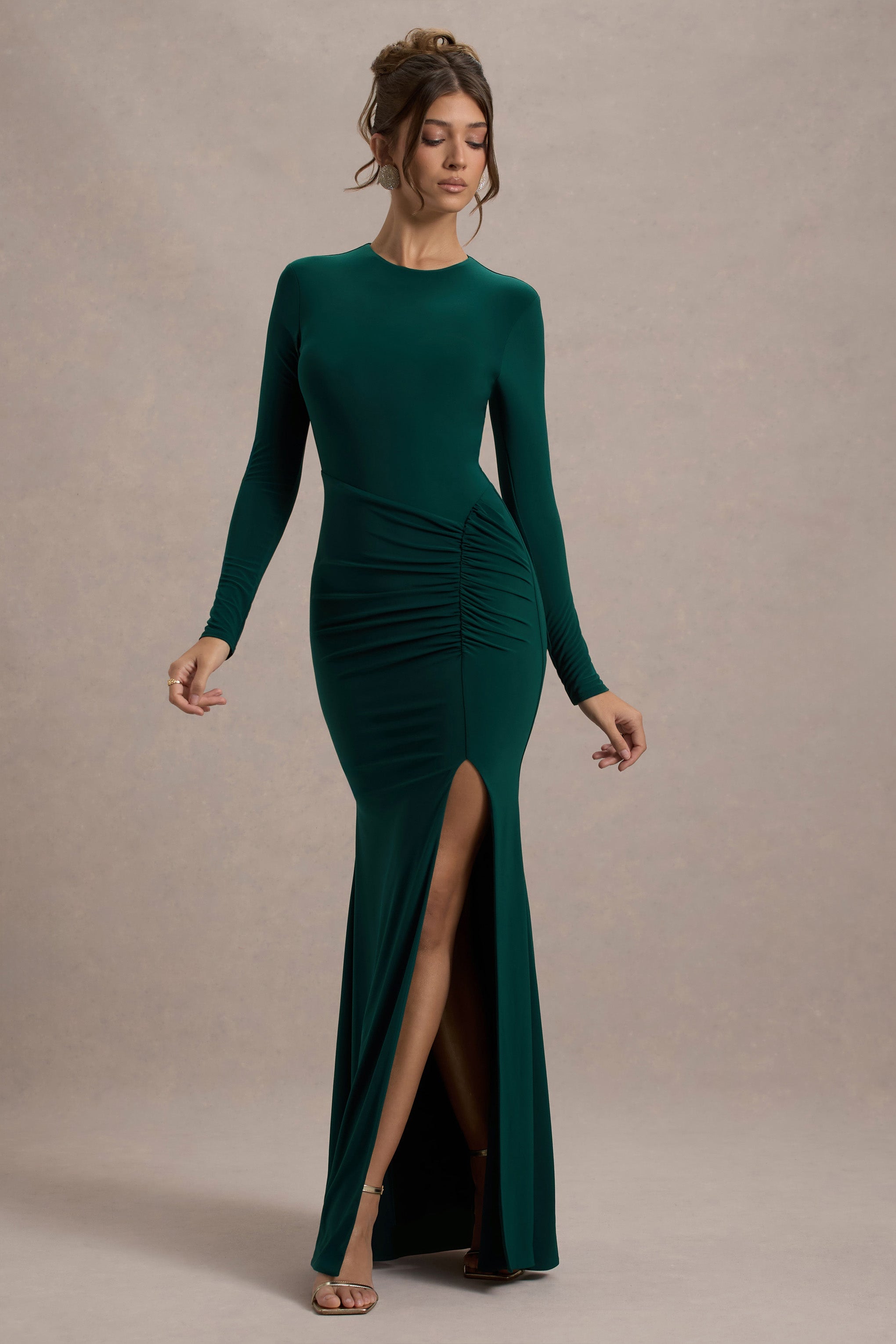 Teal Green Slinky Cut Out Waist Ring Bodycon Dress | PrettyLittleThing