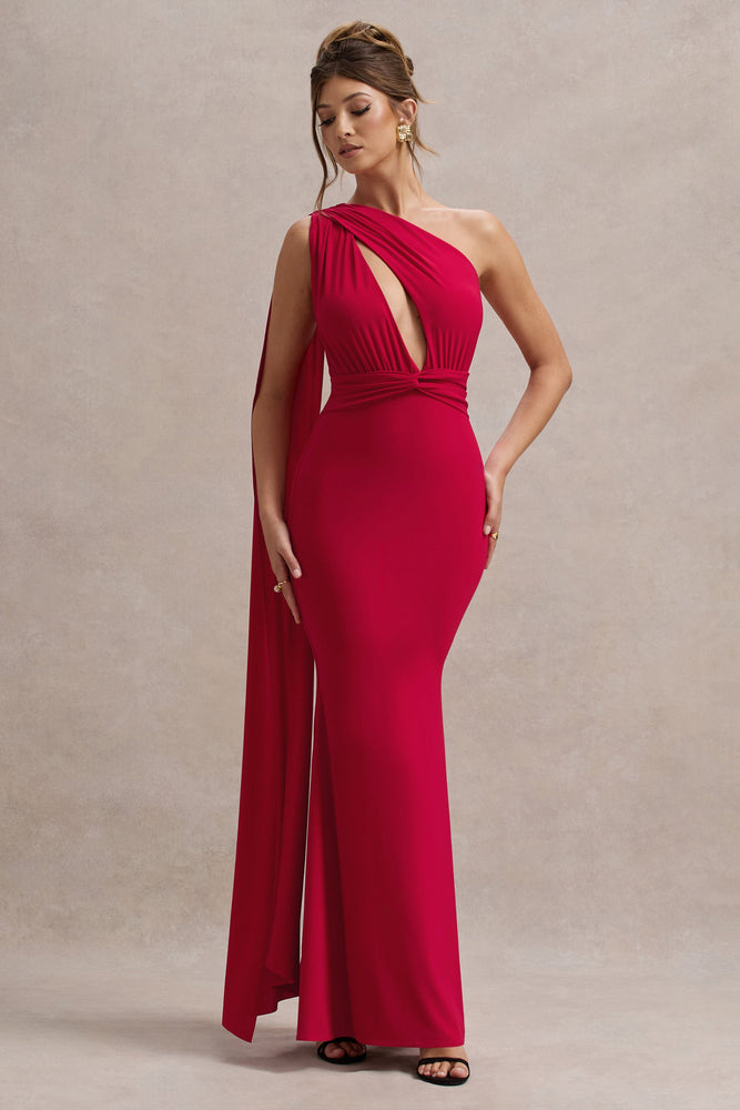 N° 21 Woman Dress Red H1415118 4625 Elaina Red Asymmetric Knot Maxi Dress With Sash – Club L