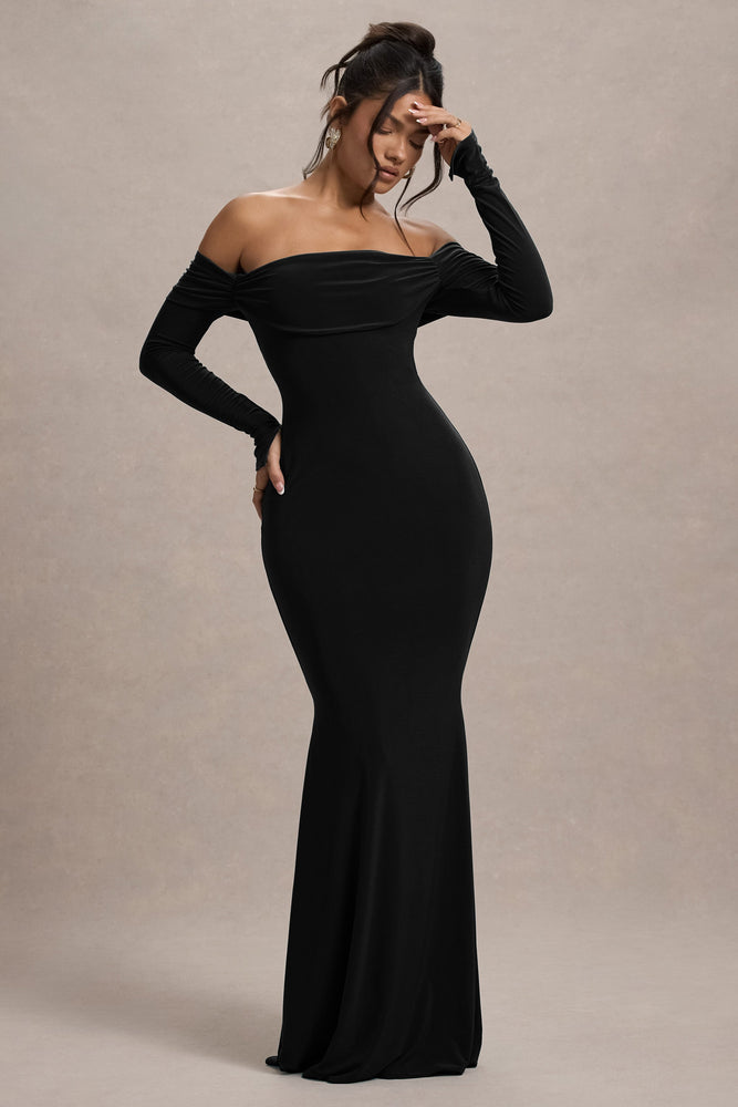 絶対的な信頼 Bardot Black Amaia Long-Sleeve USA - London L Club – Dress Maxi カットソー(長袖/七分)