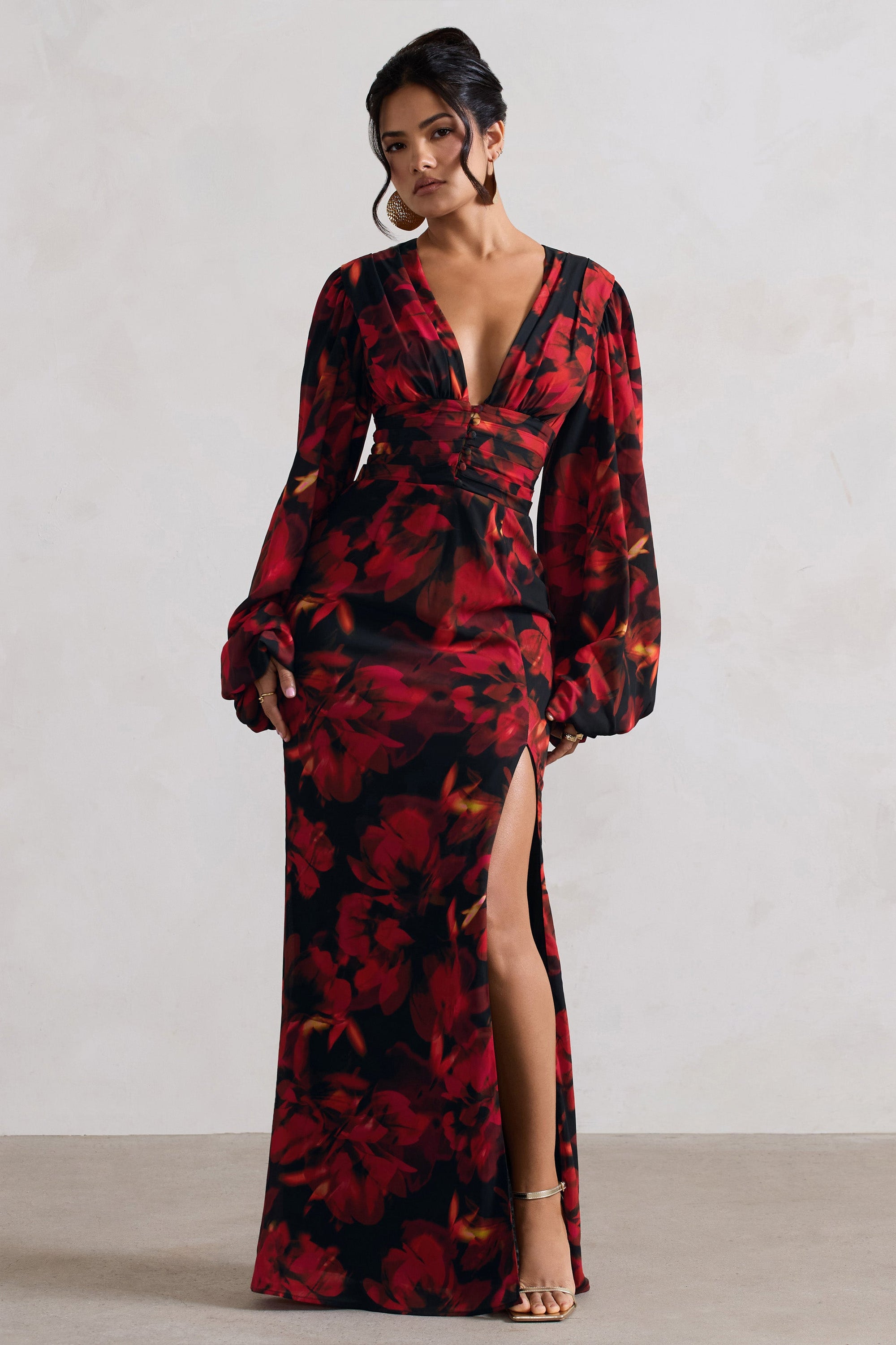 red floral maxi dress Petal and Pup Women's Enala Model is a standard XS and is wearing size XS Baltic Born Womens Orla Ruffle