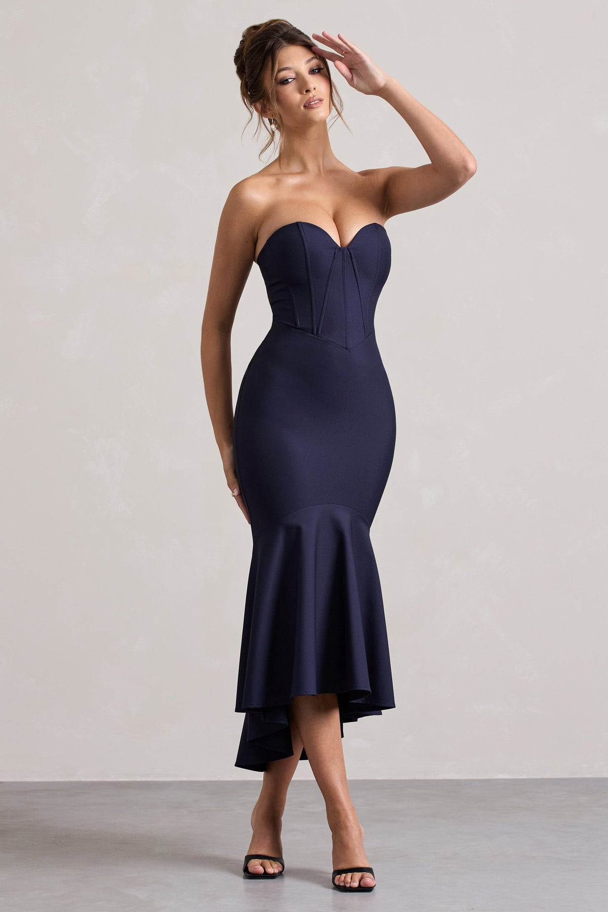 Daylight | Navy Corset High-Low Midi Dress - UK 6 POWDER BLUE Daylight | Navy Corset High-Low Midi Dress - UK 6 POWDER BLUE