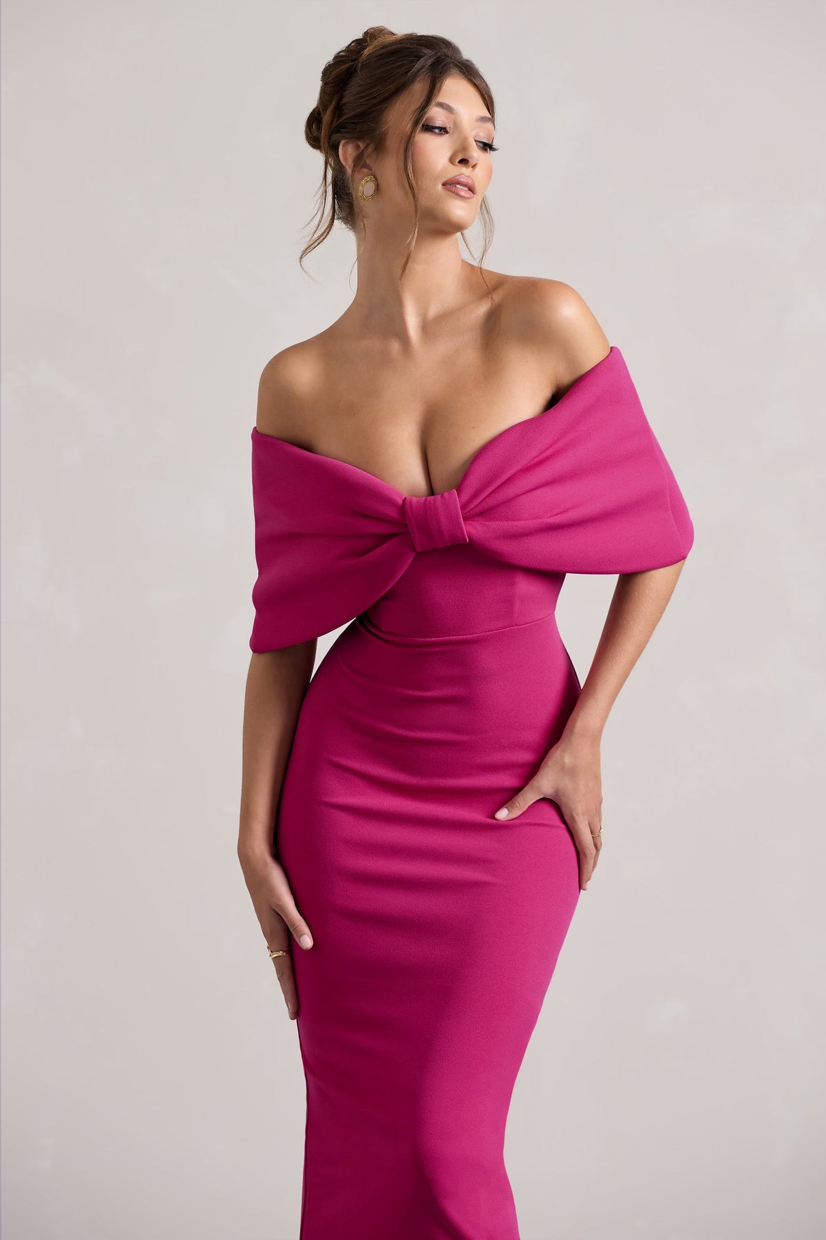 Cornelia | HOT PINK Strapless Maxi Dress With Oversized Bow - UK 6 HOT PINK Cornelia | HOT PINK Strapless Maxi Dress With Oversized Bow - UK 6 HOT PINK