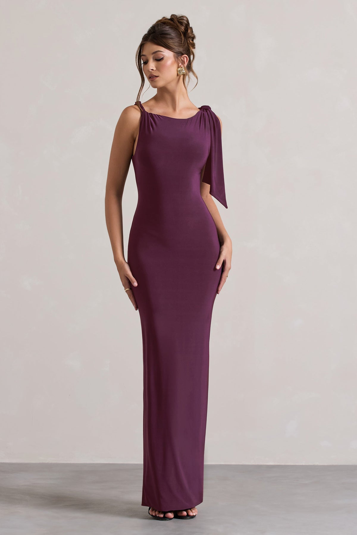 Kacey | Plum Twisted Knot Maxi Dress - UK 16 Plum Kacey | Plum Twisted Knot Maxi Dress - UK 16 Plum