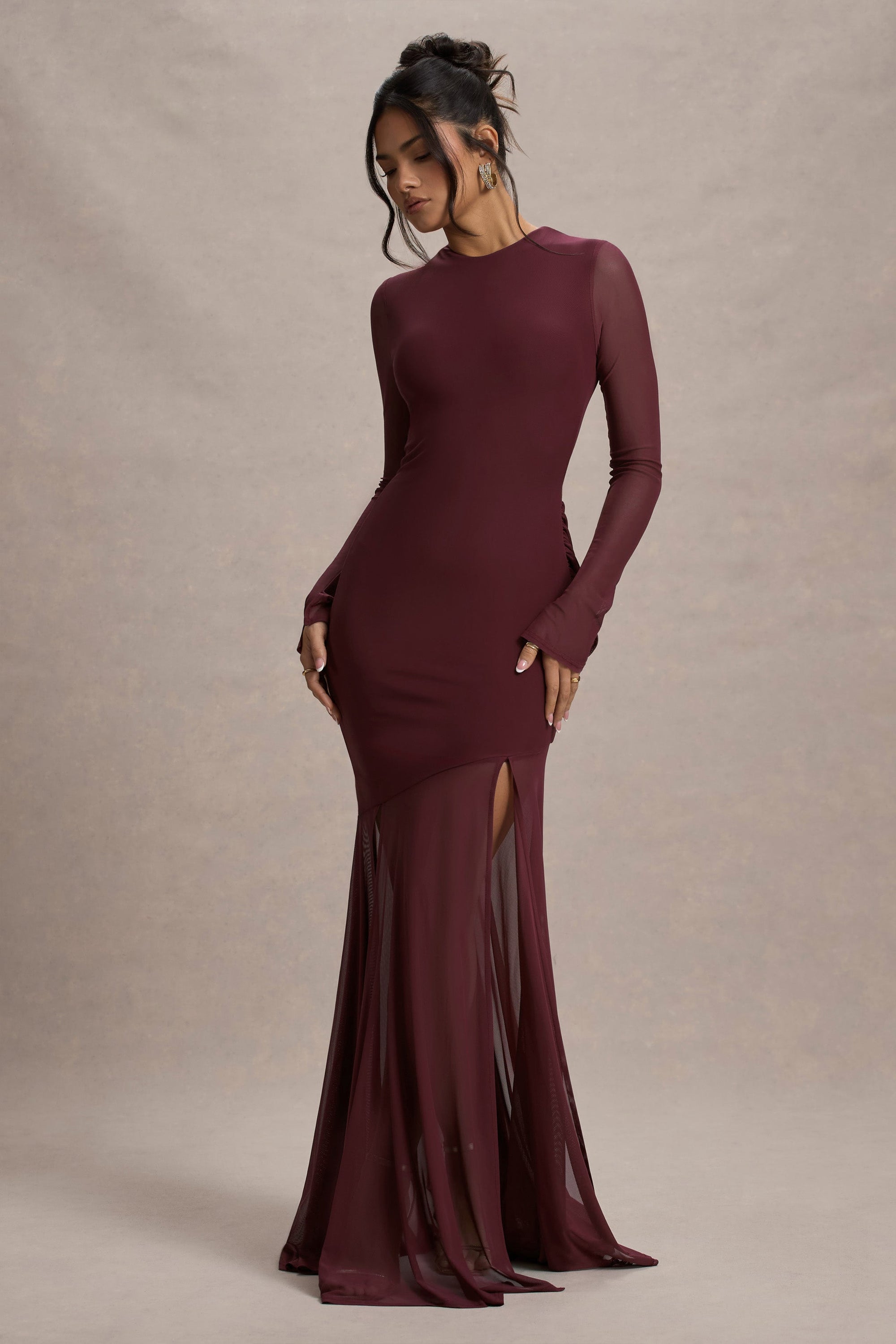 Tigerlily | Port Mesh Long-Sleeve Open-Back Maxi Dress - Club L London - USA