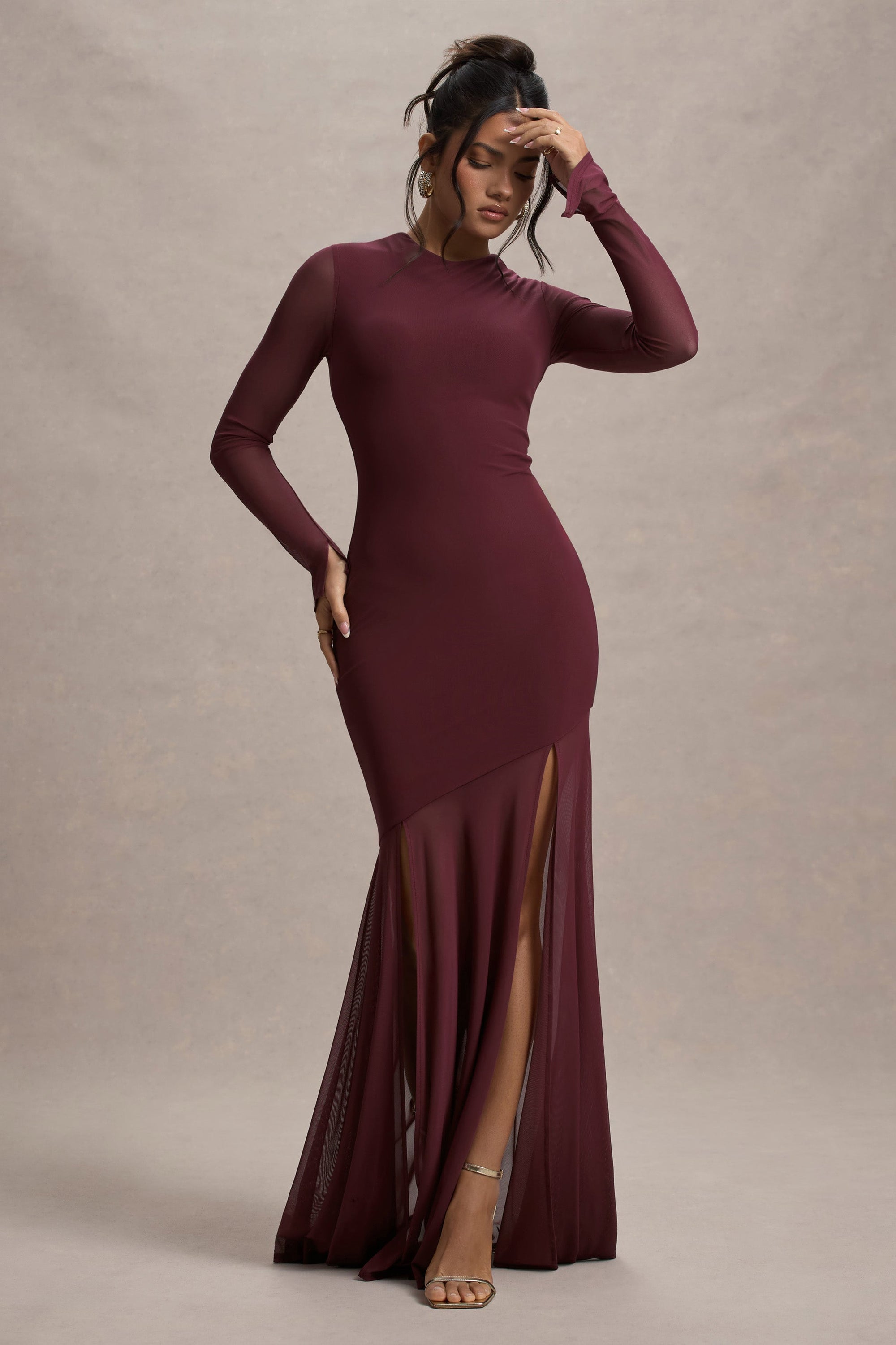 Tigerlily | Port Mesh Long-Sleeve Open-Back Maxi Dress - Club L London - USA