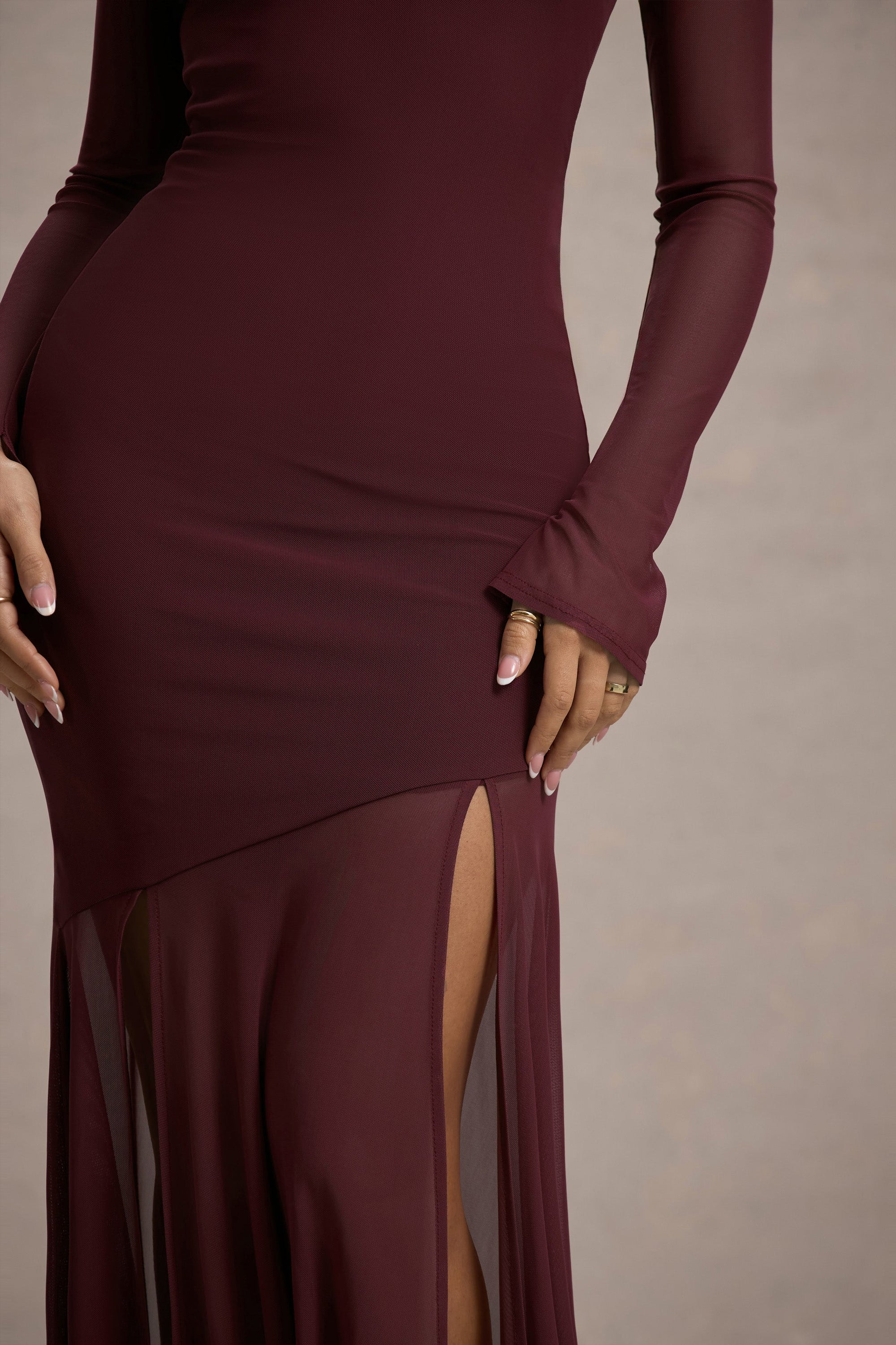 Tigerlily | Port Mesh Long-Sleeve Open-Back Maxi Dress - Club L London - USA