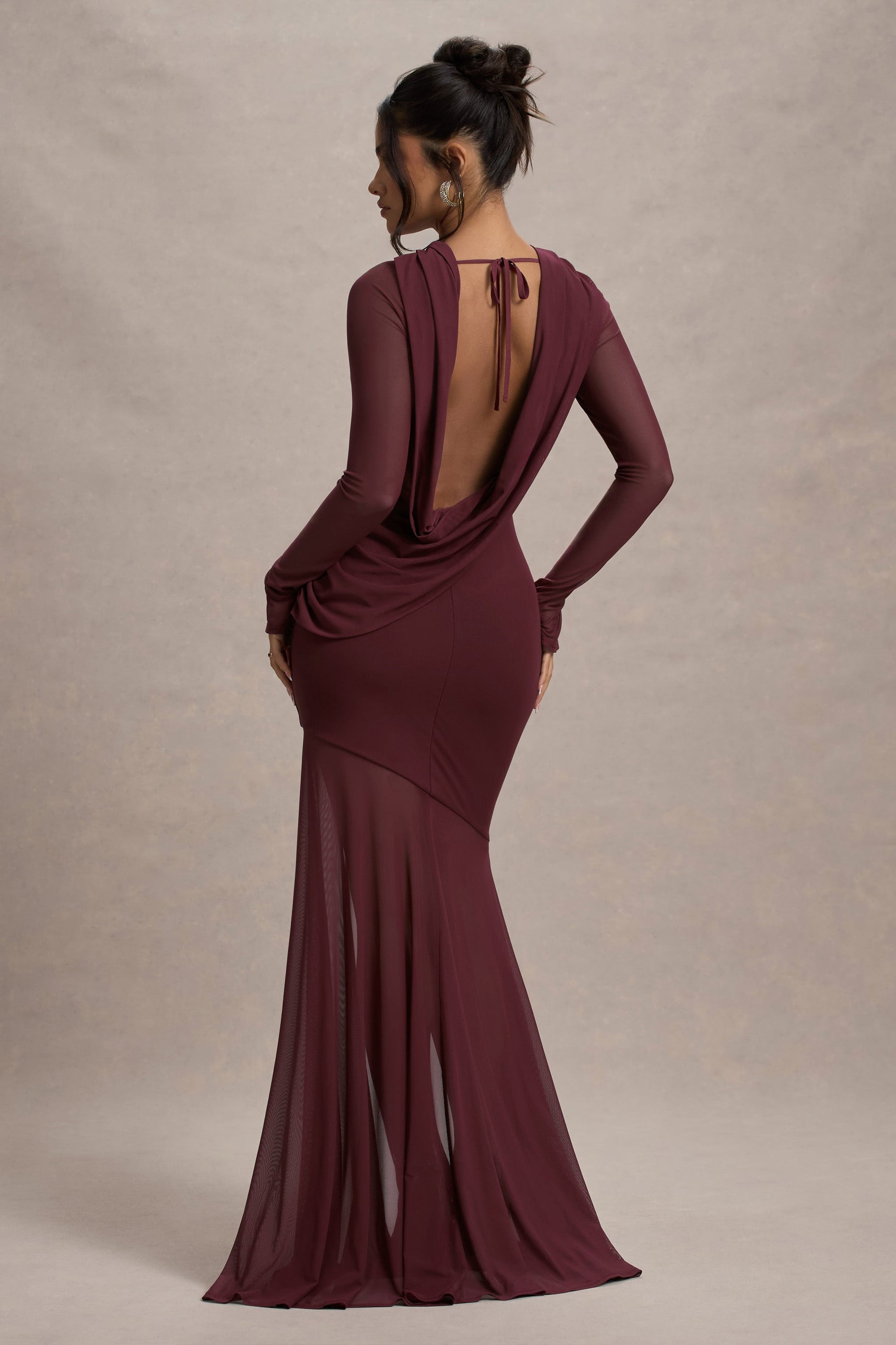 Tigerlily | PORT Mesh Long-Sleeve Open-Back Maxi Dress
