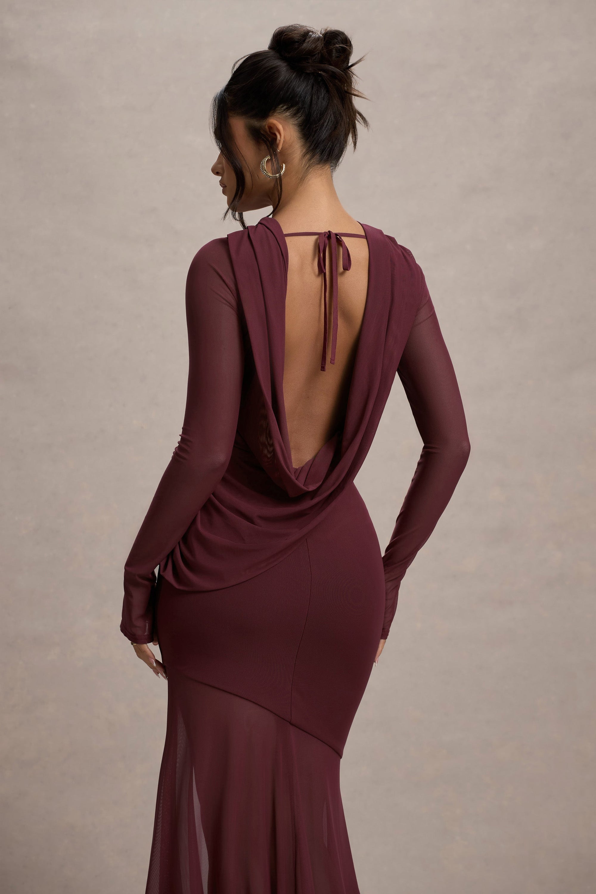 Tigerlily | Port Mesh Long-Sleeve Open-Back Maxi Dress - Club L London - USA