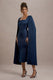 Nalda | Navy Square-Neck Midi Dress With Cape Sleeves - Club L London - USA