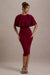 Andorra | Berry Bodycon Cape Midi Dress