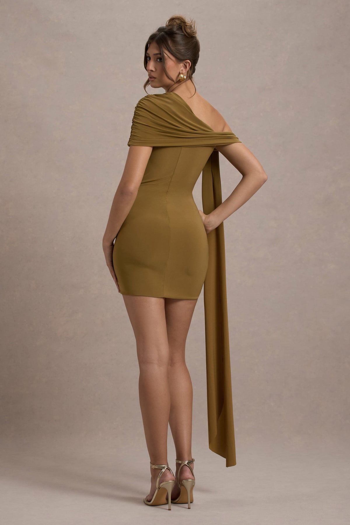 One shoulder mustard dress best sale