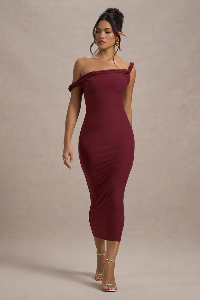 Salome Berry Twisted Asymmetric Midi Dress – Club L London - USA