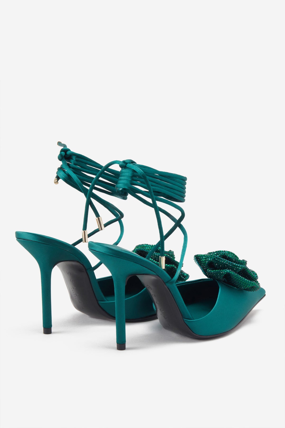 Renata Teal Strappy Lace Up Mid Heels | SIMMI London