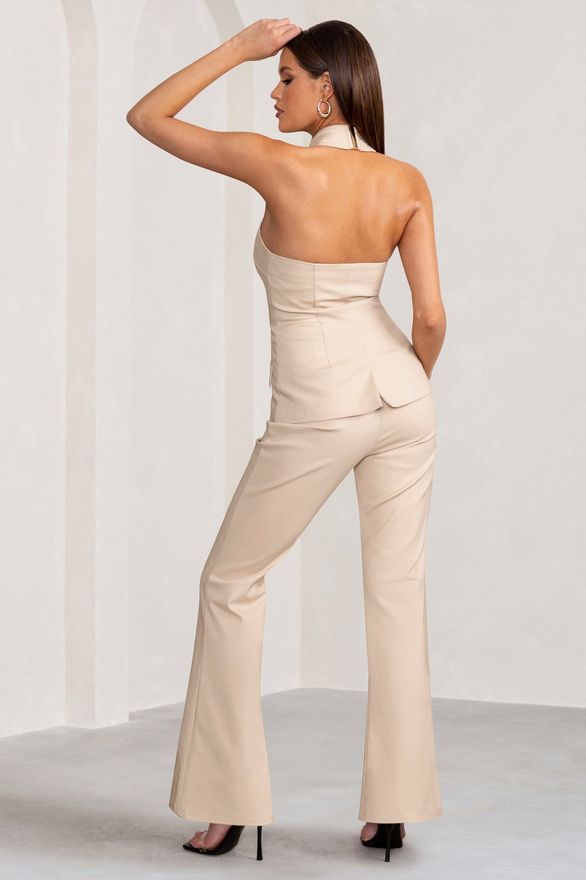 Stone Double Waistband Peached Tailored Trousers