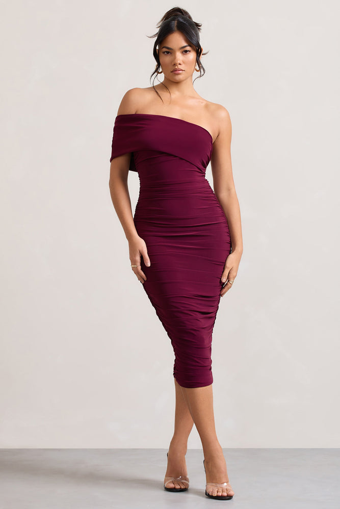 Wine coloured shop midi dress