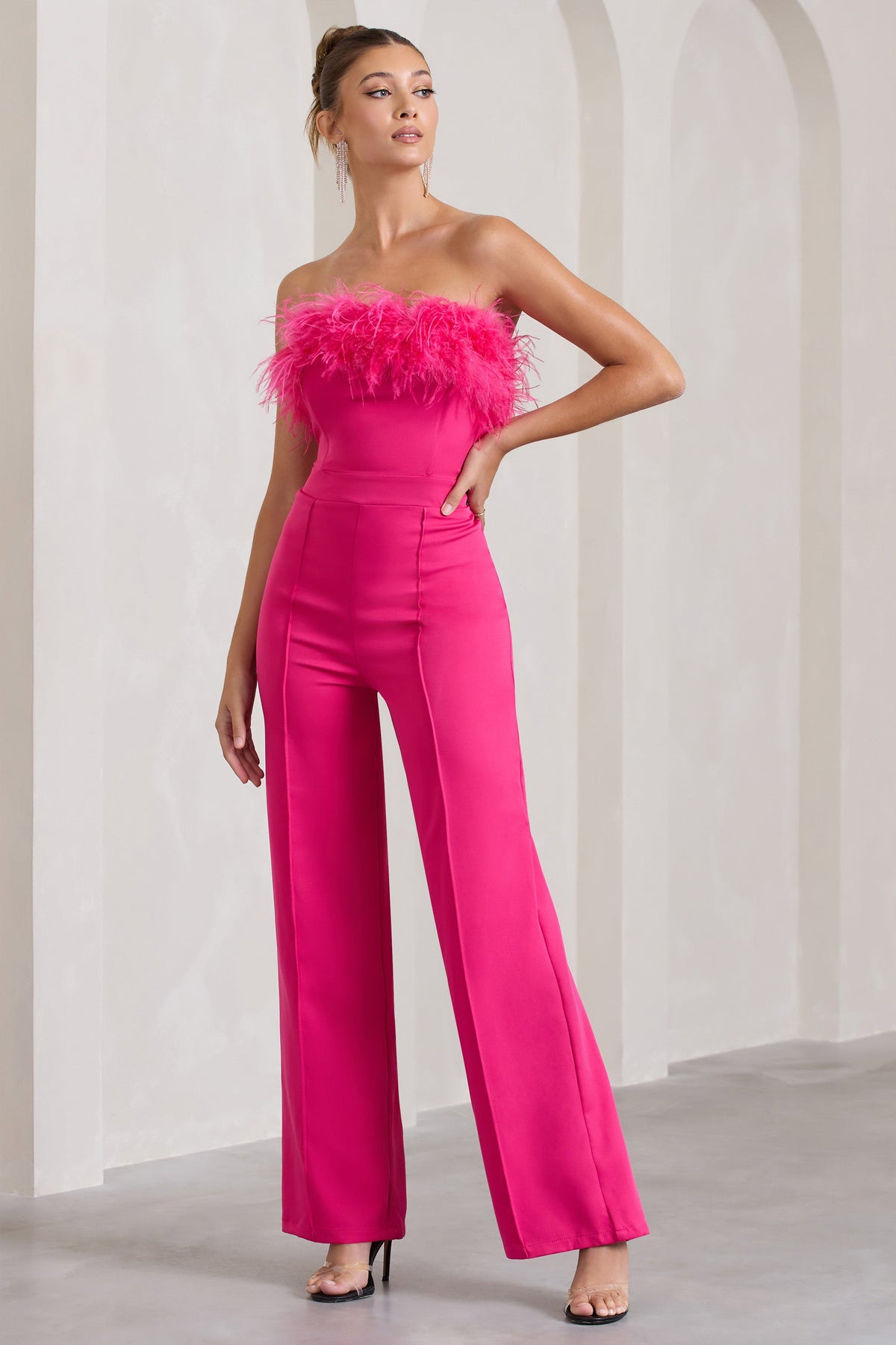 House In The Hills One Shoulder Jumpsuit In Hot Pink • Impressions Online  Boutique