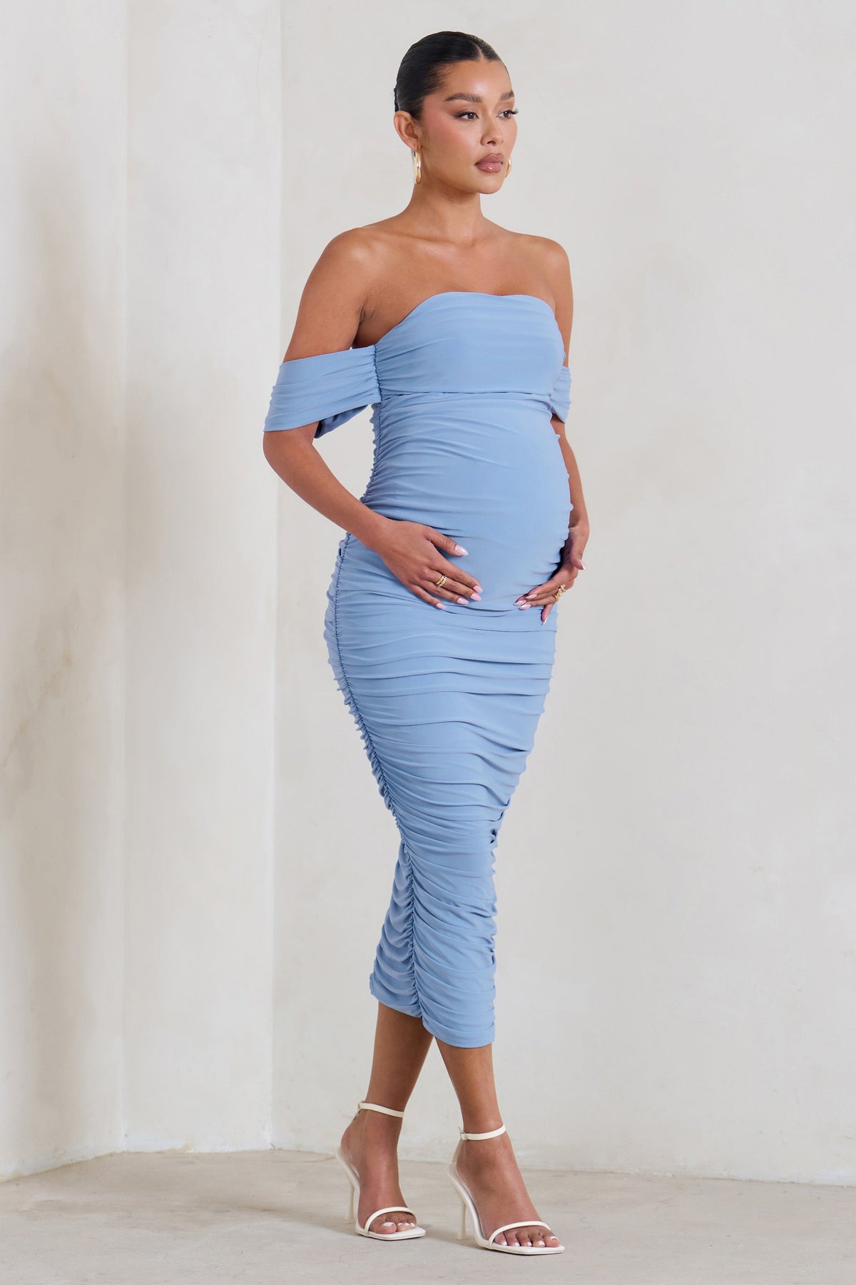 Oh Baby Powder Blue Maternity One Shoulder Bodycon Maxi Dress – Club L  London - USA