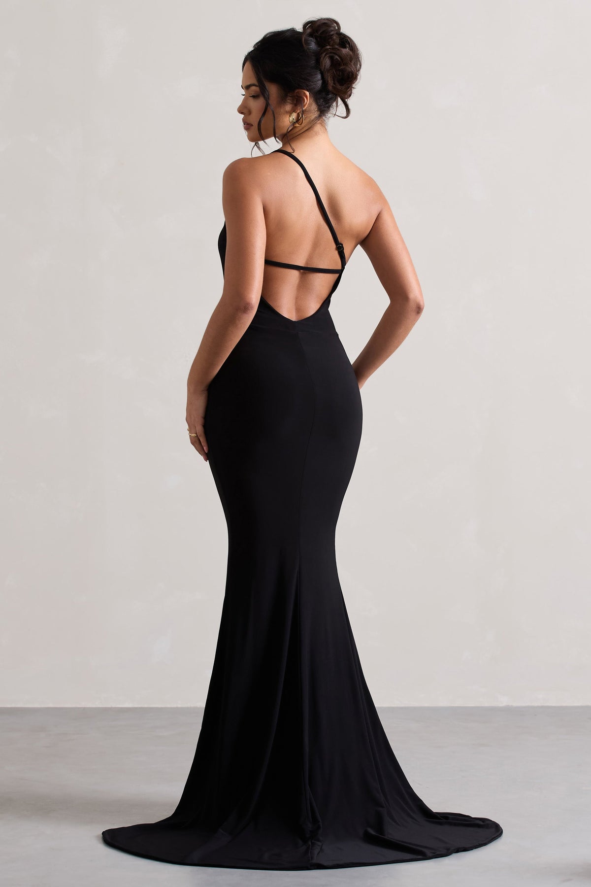 Belle | Black One Shoulder Fishtail Maxi Dress