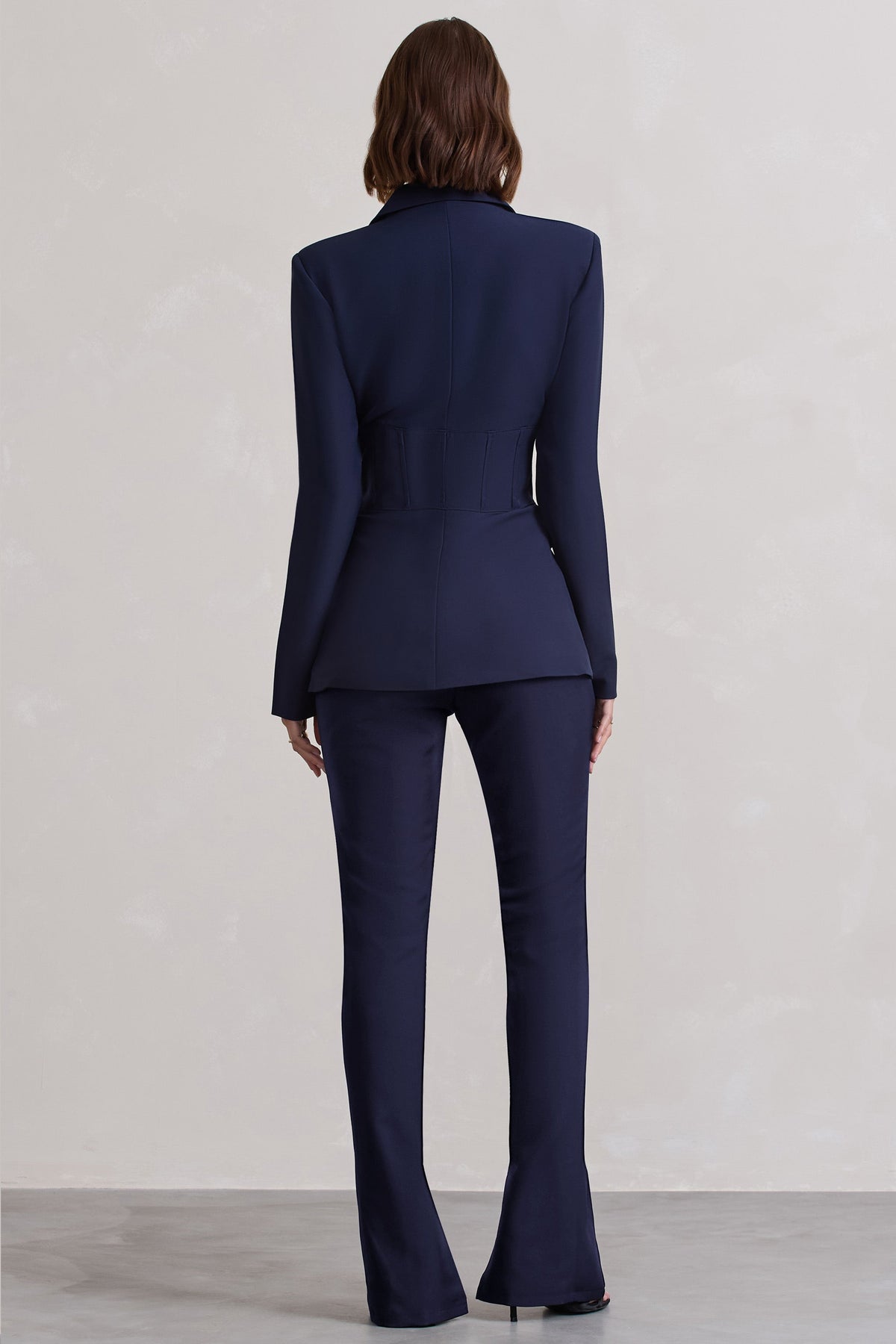 Navy Blue Women Pants Suit Set 2 Piece Blazer+Flare Trousers Formal Office  Lady Jacket With Irregular Hem Prom Dress Custom Made - AliExpress