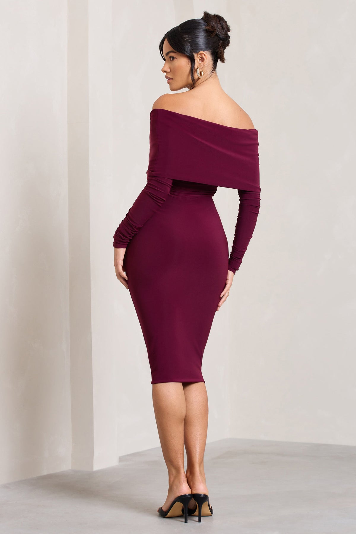 Maroon hot sale bardot dress