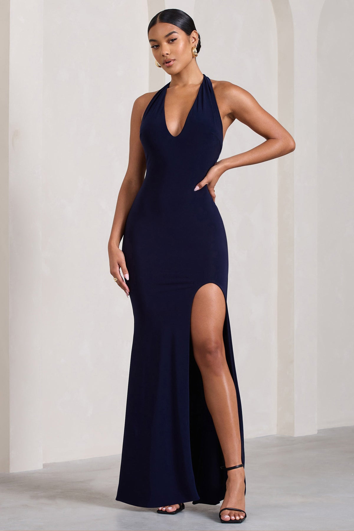 Sexy Deep Plunge Backless Maxi Dress Formal With Open Chest, High